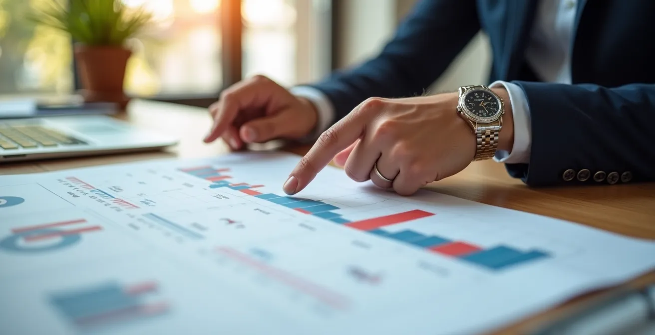 Graphique élégant montrant les cycles saisonniers du marché immobilier avec courbes colorées