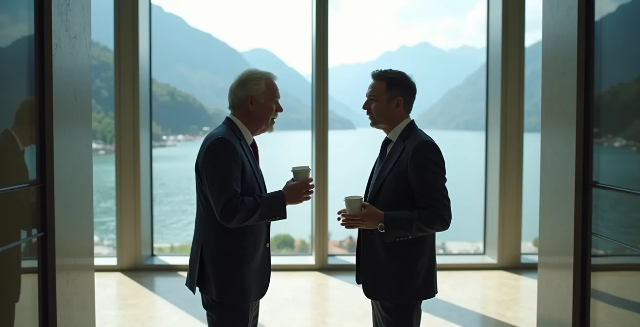 Les couloirs du Palais des Nations à Genève où se déroulent les échanges informels entre diplomates