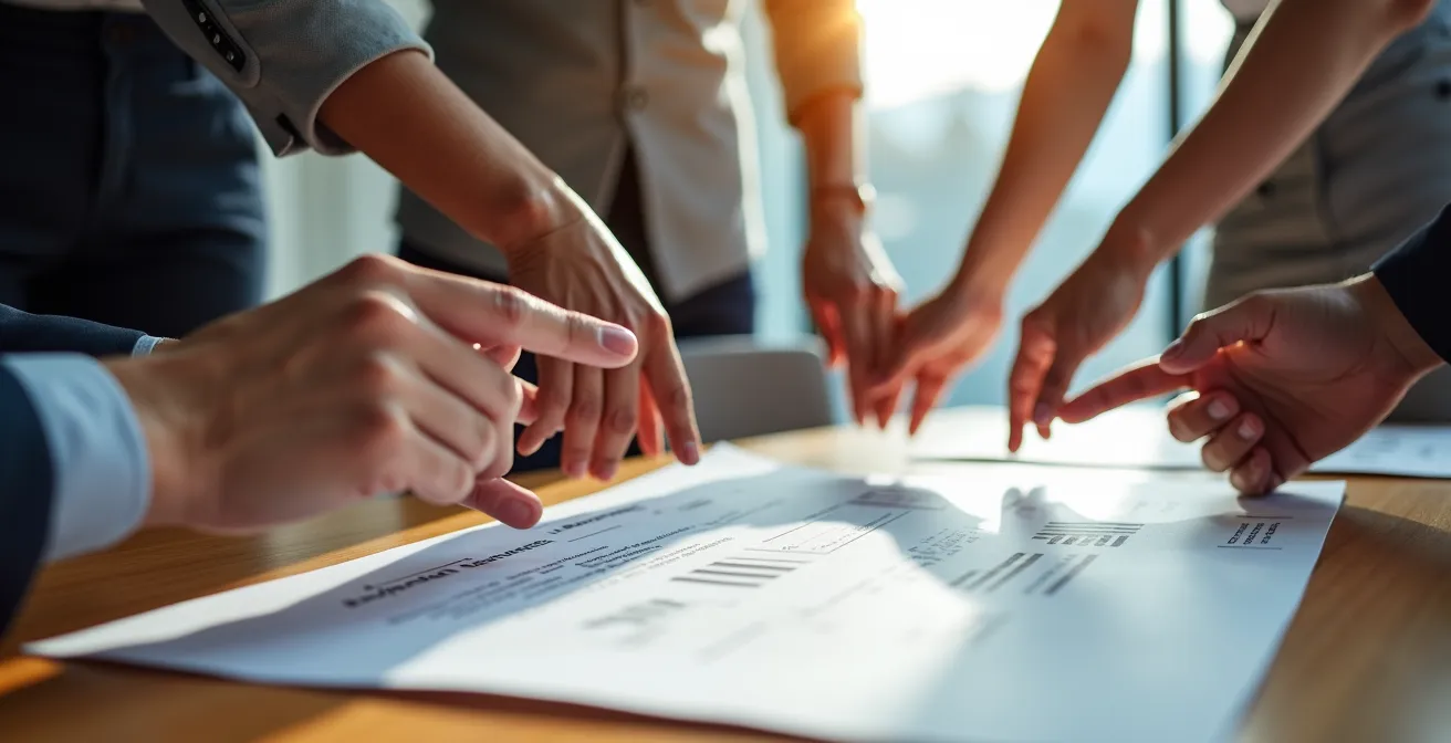 Mains d'entrepreneurs signant un document de pacte d'associés dans un bureau moderne en Suisse