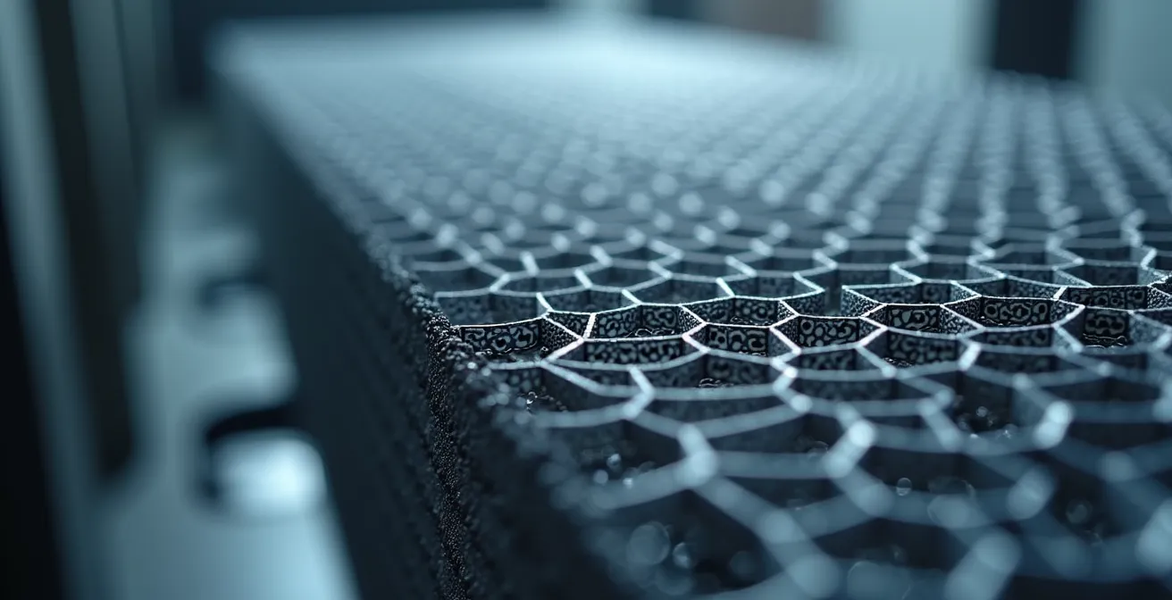 Gros plan technique sur un échangeur de ventilation double-flux avec récupération d'humidité